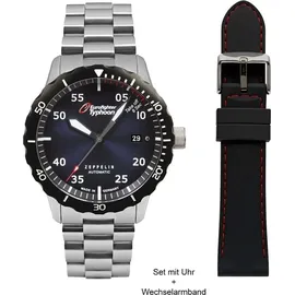 Zeppelin Eurofighter Typhoon Edelstahl Leder 43 mm 7268M-3 Set
