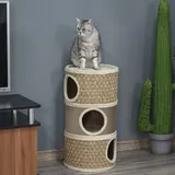 PawHut Kratztonne, Höhe 70 cm, Katzenkratzbaum für katzen 3 Ebenen mit Sisal Plüsch