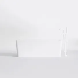 Steinberg Serie 490 Vorwandbadewanne, eckig abgerundet, 1650x800mm, SOLIDSurface, Mattweiß, 4909410W