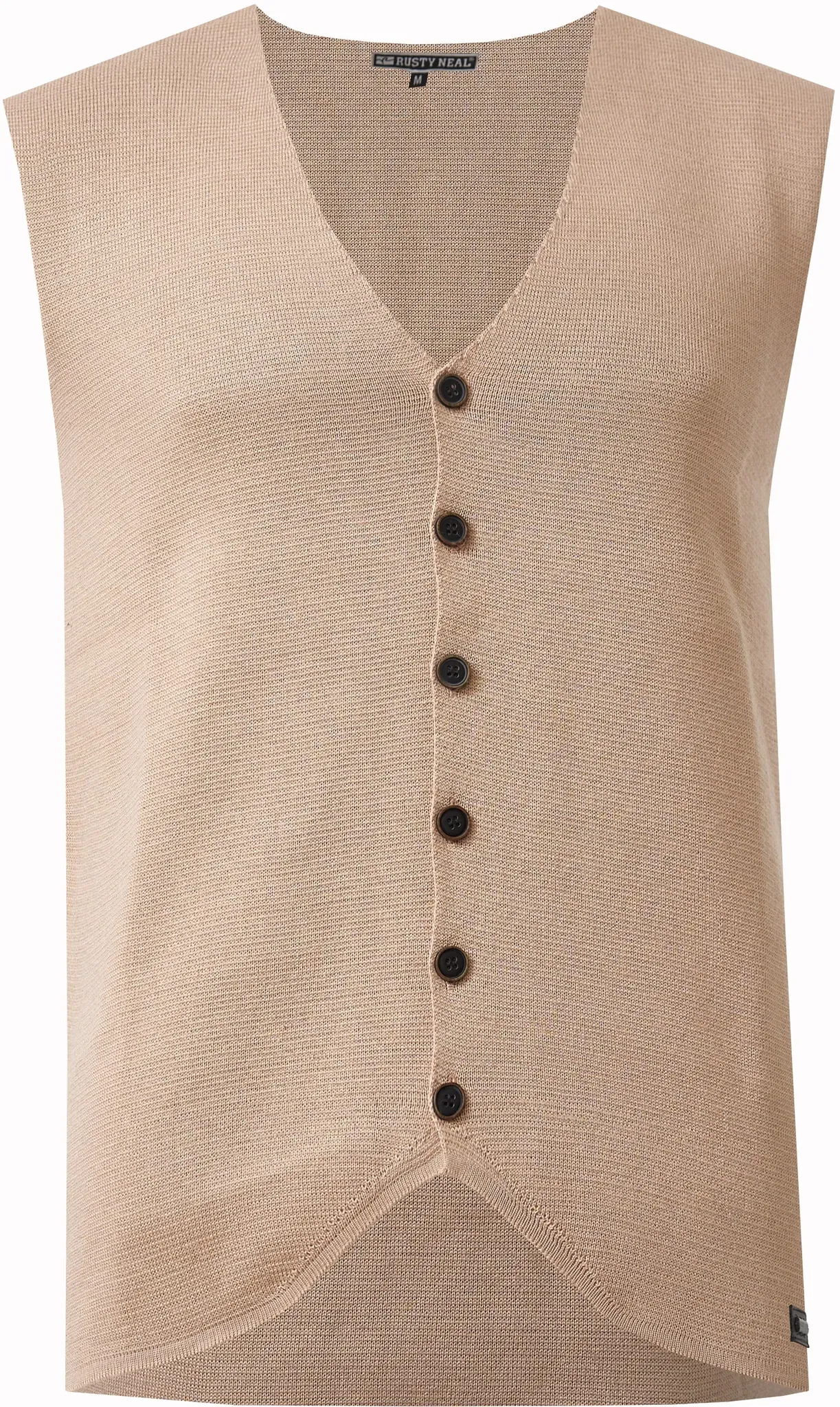 Strickjacke RUSTY NEAL, Herren, Gr. M, braun (camelfarben), 50% Polyacryl, 50% Baumwolle, unifarben, normal, Strickjacken Strickweste, in dezentem Strickmuster