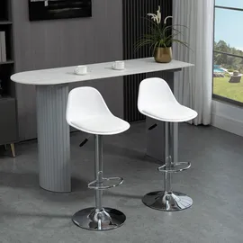 Homcom 2er-Set Barhocker mit Lehne Höhenverstellbar Weiß Stahl 40 x 42 x 82-104cm