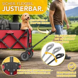 TRESKO Bollerwagen faltbar 215L mit Bremse rot
