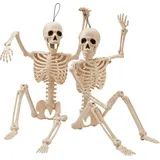 Halloween Deko Skelett Set | 2 Stück Ganzkörper-bewegliche Kunststoffknochen