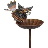 Moritz Vogeltränke Garten verrückte Eule 24 x 122 x 16 cm Gartenstecker Gartendeko Gartenfigur Tierfigur Deko
