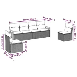 vidaXL Gartensofa-Set 6-tlg. schwarz