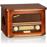 Roadstar HRA-1500UEMP Tragbares CD-Radio Vintage FM/MW, CD-MP3-Player, USB, Aufnahmefunktion, Stereo, Fernbedienung, Kopfhöreranschluss, Holz