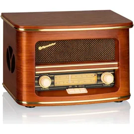 Roadstar HRA-1500UEMP Tragbares CD-Radio Vintage FM/MW, CD-MP3-Player, USB, Aufnahmefunktion, Stereo, Fernbedienung, Kopfhöreranschluss, Holz