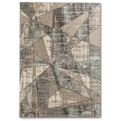 Vintage Teppich Triangolo 200 x 290 cm Mischgewebe Grau Taupe