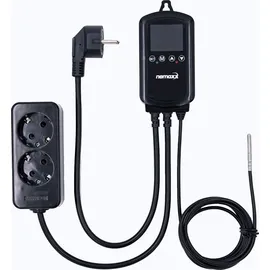 Nemaxx NEMAXX® NTP16 Steckdosenthermostat 230V (3000W/16A) mit NTC-Fühler 2m, Heiz-/Kühlmodus, Wochenprogramm, 2 Steckdosen