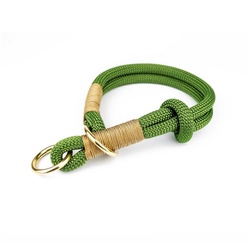 Tierluxe Hunde-Halsband Zugstopp, Tau Seil, Handgemacht grün M Halsumfang 30 - 35 cm