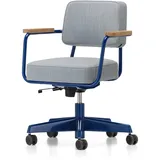 Vitra - Fauteuil Direction Pivotant Bürostuhl, Tress eisgrau melange/ Prouvé blue marcoule