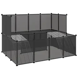 VidaXL Kleintierkäfig PP Stahl Freigehege Transparent/Schwarz schwarz 1,43 m, 1,07 m, 93 cm