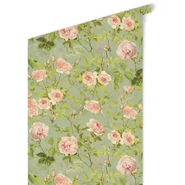 wall-art Vintage Vliestapete 0,48 m x 10 m 300 g Rosa/Grün/Mehrfarbig