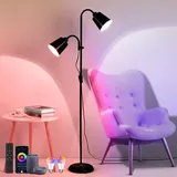 Intelligente Stehlampe Wohnzimmer WIFI RGB Farbwechsel Stehlampen mit Alexa und Google Home Stehleuchte mit Fernbedienung & APP Dimmbar Leselampe für Schlafzimmer Büro Hotel Floor Lamp, 170CM, Schwarz