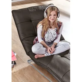 W.Schillig Relaxliege daily dreams Leder 95 x 91 x 170 cm braun mit Kissen