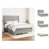 vidaXL Boxspringbett mit Matratze Hellgrau 140x190 cm Stoff