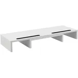 [en.casa] Monitorständer, Vilppula Monitorerhöhung 79x27x10,5cm Bildschirmerhöhung mit Smartphone-Halter und Verstellbarer Länge Weiß, Holzwerkstoff, 79x10.5x27 cm, Arbeitszimmer, Schreibtische