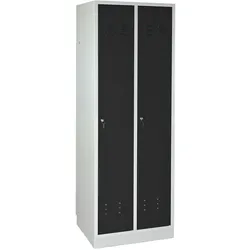PROREGAL Garderobenschrank Ermine mit 2 Türen | HxBxT 178x60x50cm | Lichtgrau/Anthrazitgrau