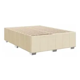 vidaXL Boxspringbett mit Matratze Creme 140x200 cm Stoff