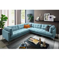 trends by hg Wohnlandschaft TRENDS BY HG "Landau U-Form", blau (mittelblau), B:265cm H:75cm T:265cm, Sofas, Wohnlandschaft, in Cord-Stoff mit Metallfuß, Topseller