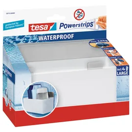 Tesa Waterproof Regal Weiß mit 4 x Powerstrips Large