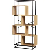 [en.casa] Bücherregal Rennebu 160x80x33 cm 4 Fächer Schwarz/Eiche