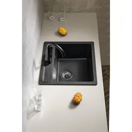 Sapho Granitspüle 1 Becken rechts schwarz Handbetätigung 530 x 500 mm