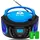 Klim Boombox Radio mit CD Player - FM-Radio, CD Player, Bluetooth, MP3, USB, AUX - Inklusive wiederaufladbaren Akkus - Blau