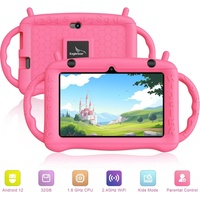 EagleSoar Kinder Tablet Kleinkind mit Kindersicherung Kinder APP Tablet (7", 32 GB, ‎Android 12, 2,4 G, mit Vorinstalliert GMS Certified Augenschutz Kindertablet mit Hülle) rosa