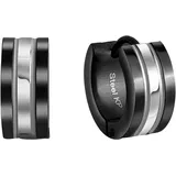 FIRETTI Paar Creolen FIRETTI "Schmuck Geschenk Bicolor, Ø ca. 13 mm", silber (schwarz, silberfarben), Ohrringe, Damen, 13mm, Edelstahl