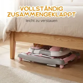 Bronea BRONEA® 4-in-1 Gehfrei Baby Lauflernwagen Schaukel Lauflernhilfe Babywalker mit Schaukelfunktion, Licht | Musik | Höhenverstellbar | Klappbar - Rosa - Rosa