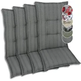 GO-DE Textil Bequeme und attraktive Polsterauflagen für Hochlehner-Gartenstühle (4er-Set, Streifen Exclusiv anthrazit, Hochlehner)
