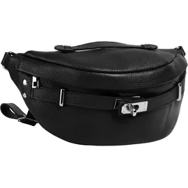 Samantha look Gürteltasche echt Leder, Made in Italy, schwarz