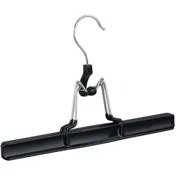 Relaxdays Hosenbügel Metall 20er Set, 360° drehbarer Haken, fest schließend, Rockbügel, gummierte Klemmen, 26cm, schwarz