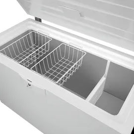 Beko HSM27050 Gefriertruhe, Kühltruhe, 284 l Nutzvolumen, 2 Gefriergutkörbe, Temperaturalarm, abschließbar, LED-Anzeigesystem, Innenbeleuchtung, 36 db(A), Transportrollen, Weiß