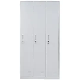 Mendler Schließfach Boston T829, Spind Wertfachschrank Schließfachschrank, Metall 3 Fächer ~ grau