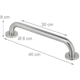 Relaxdays Haltegriffe Badezimmer, 2er Set, Edelstahl, Dusche & Badewanne, 200 kg, Senioren & behinderte Menschen, Silber