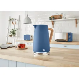 Swan STP2090BLUNEU Set Frühstückskocher, kabellos, 1,7L Toaster Breitschlitz 2 Nordic Blau Blau, 2200W