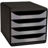 Exacompta Schubladenbox 4 offene Laden, Metallic - Silber