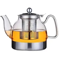 Glas-Teekanne, Gasherd, Induktionsherd, Wasserkocher, chinesische Teekanne mit Filter, hitzebeständig, Blumentee (1100 ml)