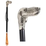 DELFA Design Schuhanzieher Schuhlöffel 70 cm mit silbernem Hund als Griff - schwarzer Holzschaft mit Schlaufe - die elegante Anziehhilfe - 70 cm