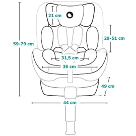 lionelo Navy i-Size 360 Kindersitz, 40-150 cm, Gruppe 0+1 2 3, vorwärts- und rückwärtsgerichtete Montage, ISOFIX und Stützfuß, Verstellbare Kopfstütze und Rückenlehne, Dri-Seat Einsatz