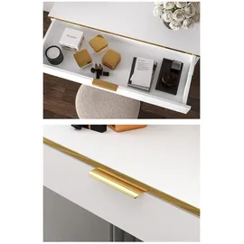 Feldmann-Wohnen Schminktisch Viterbo Alpinweiß goldfarben