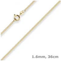 Schmuck Krone Goldkette 1,6mm Panzerkette aus 585 Gelbgold 36cm, Gold 585 goldfarben