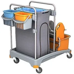 Cleankeeper Gerätewagen I - 6 2 x 20 l , 2 x 6 l Eimer - blau / orange, 1 Mopppresse