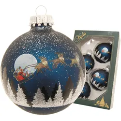 Weihnachtsbaumkugel KREBS GLAS LAUSCHA "Spirit of Christmas, 7 cm", blau (dunkelblau), Ø:7cm, Glas, Weihnachtsbaumkugeln, Weihnachtsdeko, Christbaumschmuck, Christbaumkugeln aus Glas