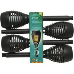 Solar Fackel plastik Flacker-Effekt Ø7.5cm H.27cm schwarz/Flamme 4 Stück
