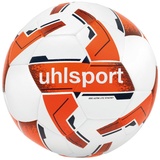 Uhlsport 290 ULTRA LITE SYNERGY, Junior Spiel- und Trainingsball, Fußball, für Kinder bis zu 10 Jahren, Größe 3, weiß/fluo orange/marine