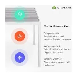 Blumfeldt LuminaHaven Pavillon 3x3 m verzinktes Lamellen-Stahldach schützt vor Sonne, Regen und Wind Weiß