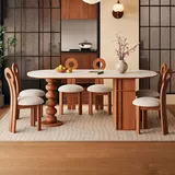 Esstisch, Esstisch-Set, ovaler Esstisch, Familien-Esstisch, Esstisch-Set mit sechs Stühlen, 180 × 80 × 75 cm /YBDS-A-180/ - Braun